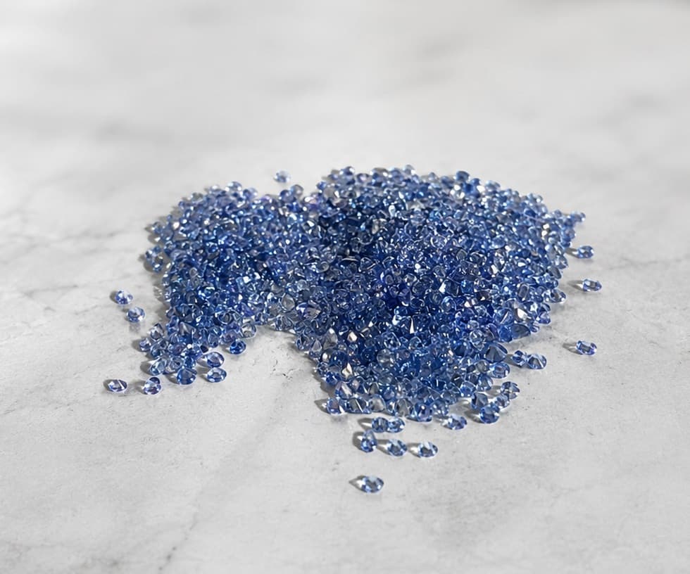 Calibrated heated blue sapphires ready for jewellery setting